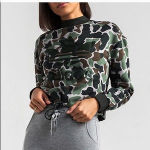 Adidas  camo crop top sweater